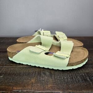 NEW Birkenstock Arizona Womens Size 6 EU 37 Narrow Sandal Suede Soft Bed Green
